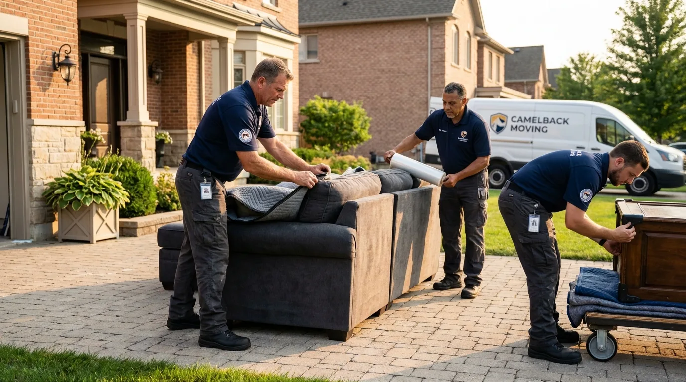 Large estate moving crew wrapping furniture in Bethel Island, CA