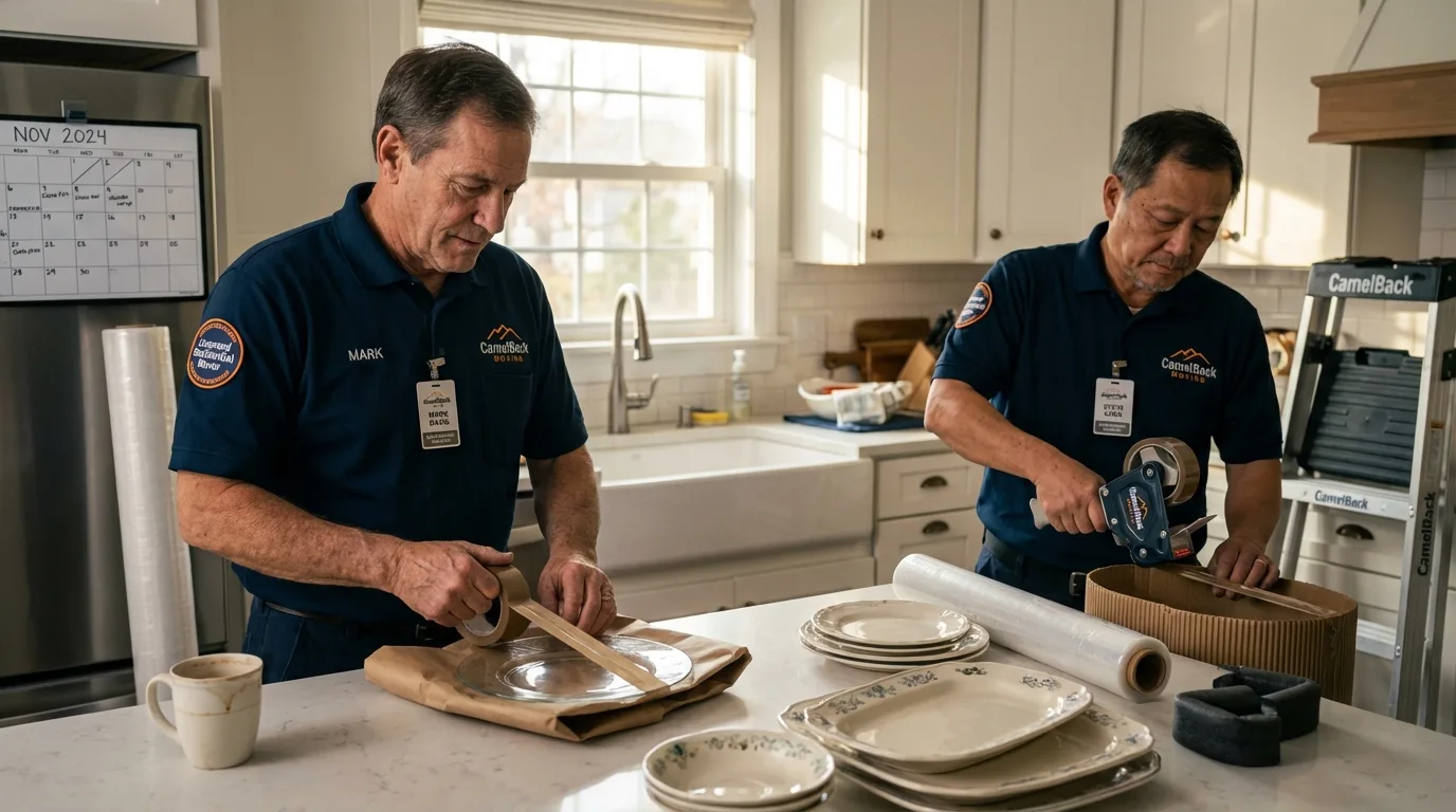 Professional crew packing kitchen dishware in Bethel Island, CA